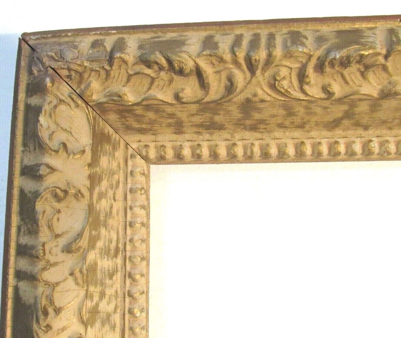 ANTIQUE CARVED GILTED / WHITEWASH  FRAME FOR PAINTING 36 X 24  INCH