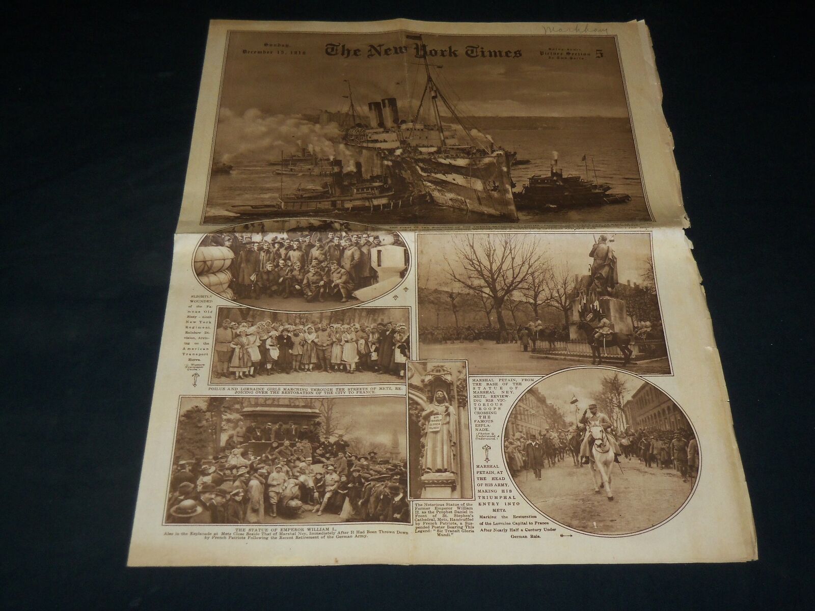 1918 DECEMBER 15 NEW YORK TIMES PICTURE SECTION - 27TH DIVISION HOME - NP 5459