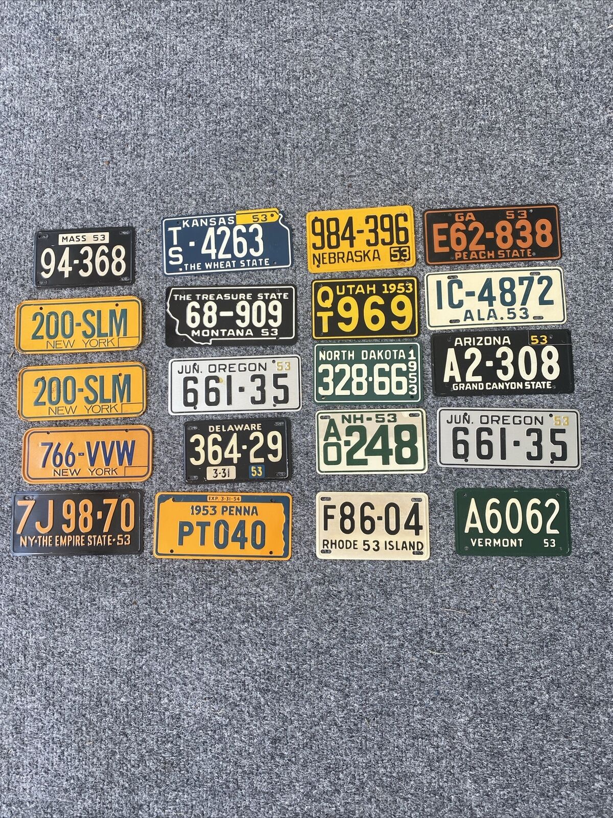 Lot of 20 Vintage 1953 Wheaties General Mills International Mini License Plates