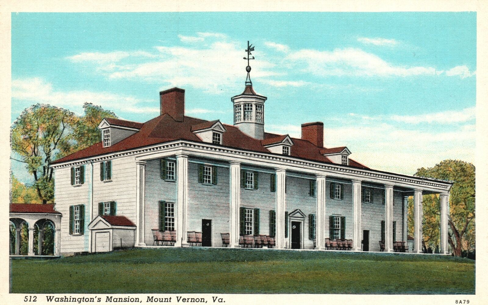 Vintage Postcard Washington's Mansion Shore Of Potomac Mount Vernon Virginia VA