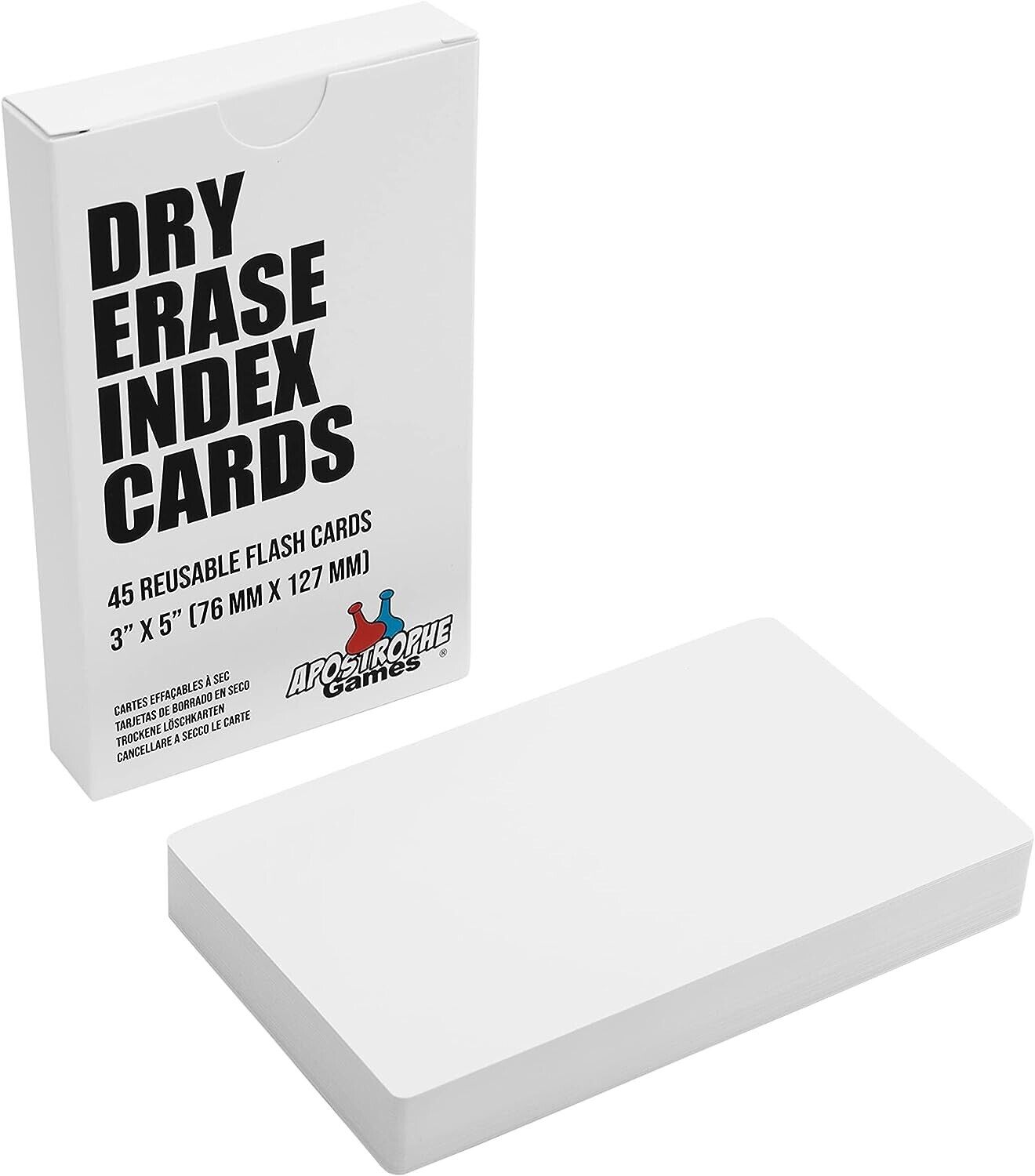 Dry Erase Index Cards – 45pcs Laminated Cards Blank w/Tuck Box – 3\