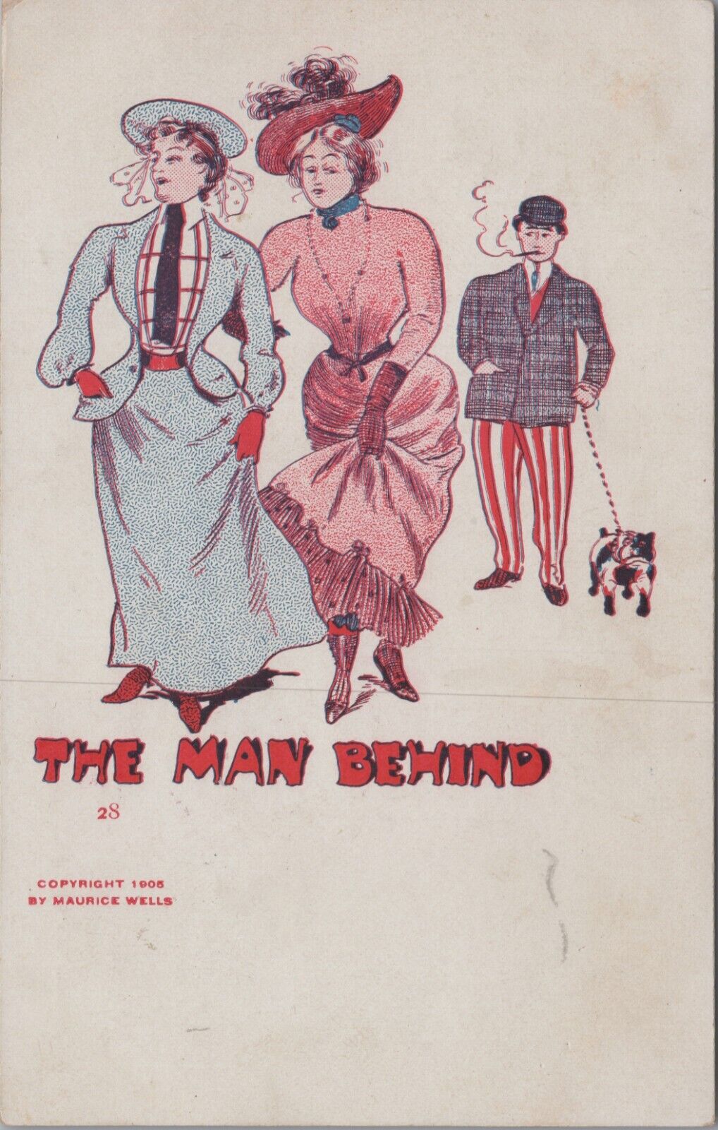 The Man Behind 28 Copyright 1908 By Maurice Wells Vintage Unused Postcard 7937c