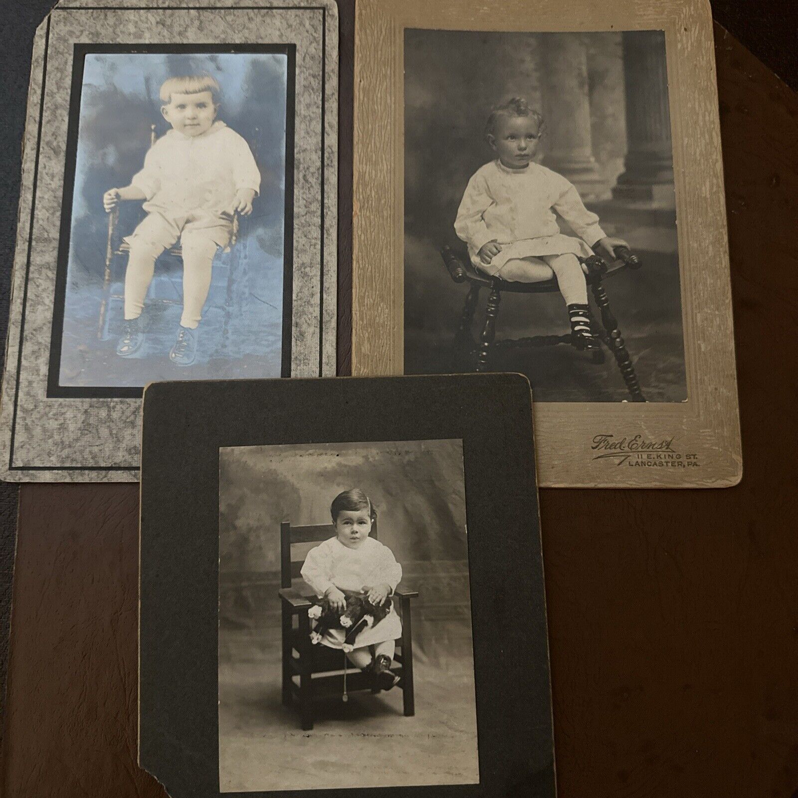 Antique Toddler Seated Black & White Photos Set 3 1800’s Grannychic
