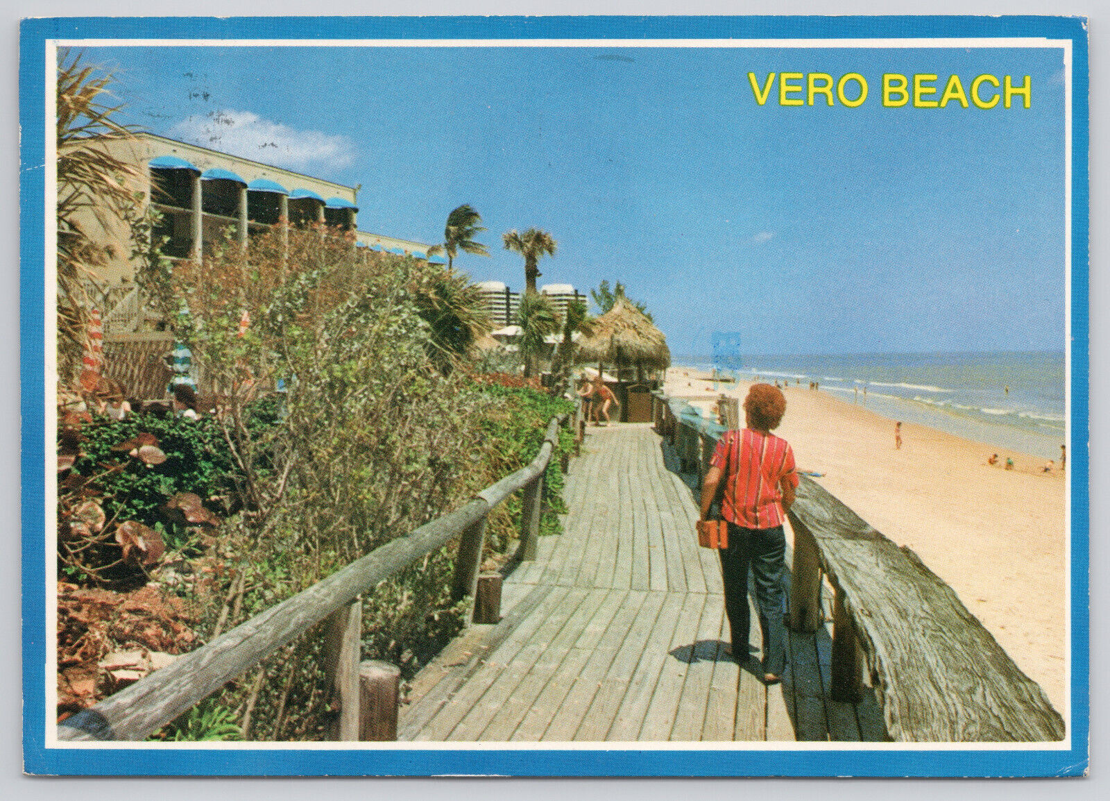 Postcard Vero Beach Florida Beach Boardwalk Beach Seniors 1988