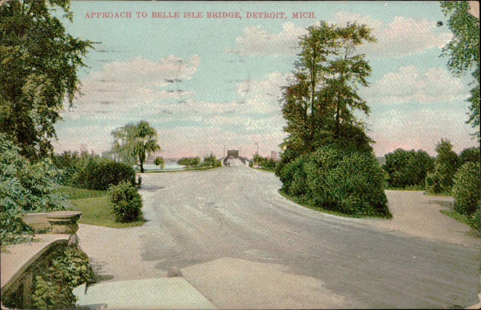 Postcard: DB APPROACH TO BELLE ISLE BRIDGE, DETROIT, MICH.