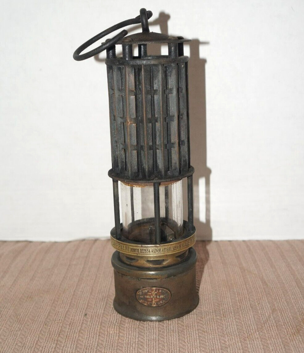 Vtg WOLF MINER FLAME SAFETY LAMP of America Brass Made in Germany 11-1/2\