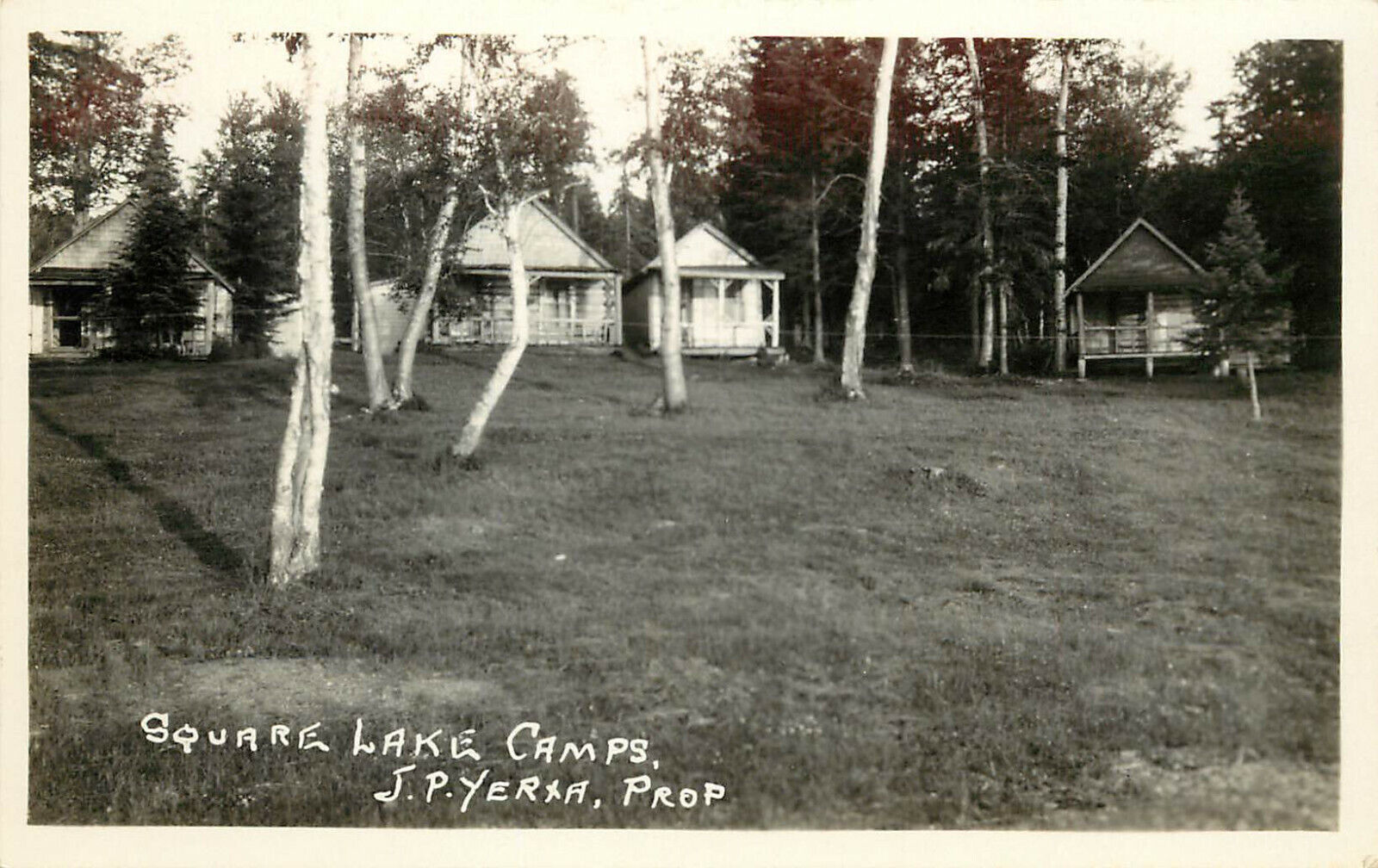 1930s RPPC Postcard; Square Lake Camps Guerette ME Aroostook County J.P. Yerxa 