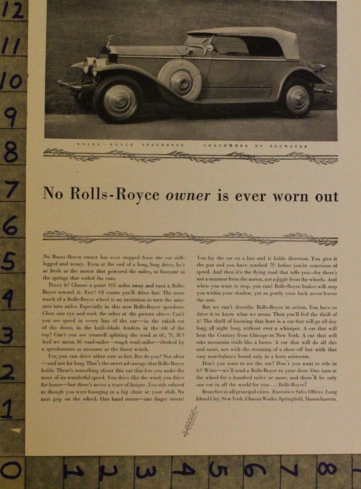 1929 ROLLS ROYCE SPEEDSTER 4-DOOR LUXURY BRITISH ENGLAND MOTOR CAR AUTO AD UO56