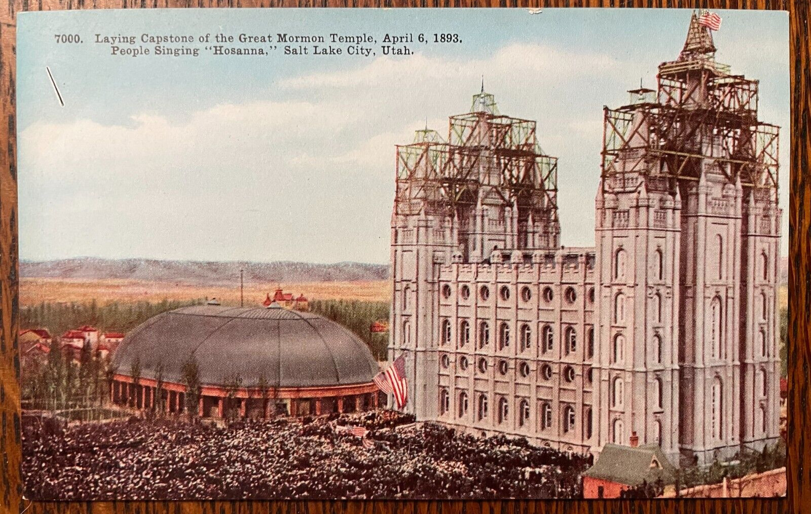 Vintage Postcard 1907-1915 Laying Capstone, Mormon Temple, Salt Lake City, Utah
