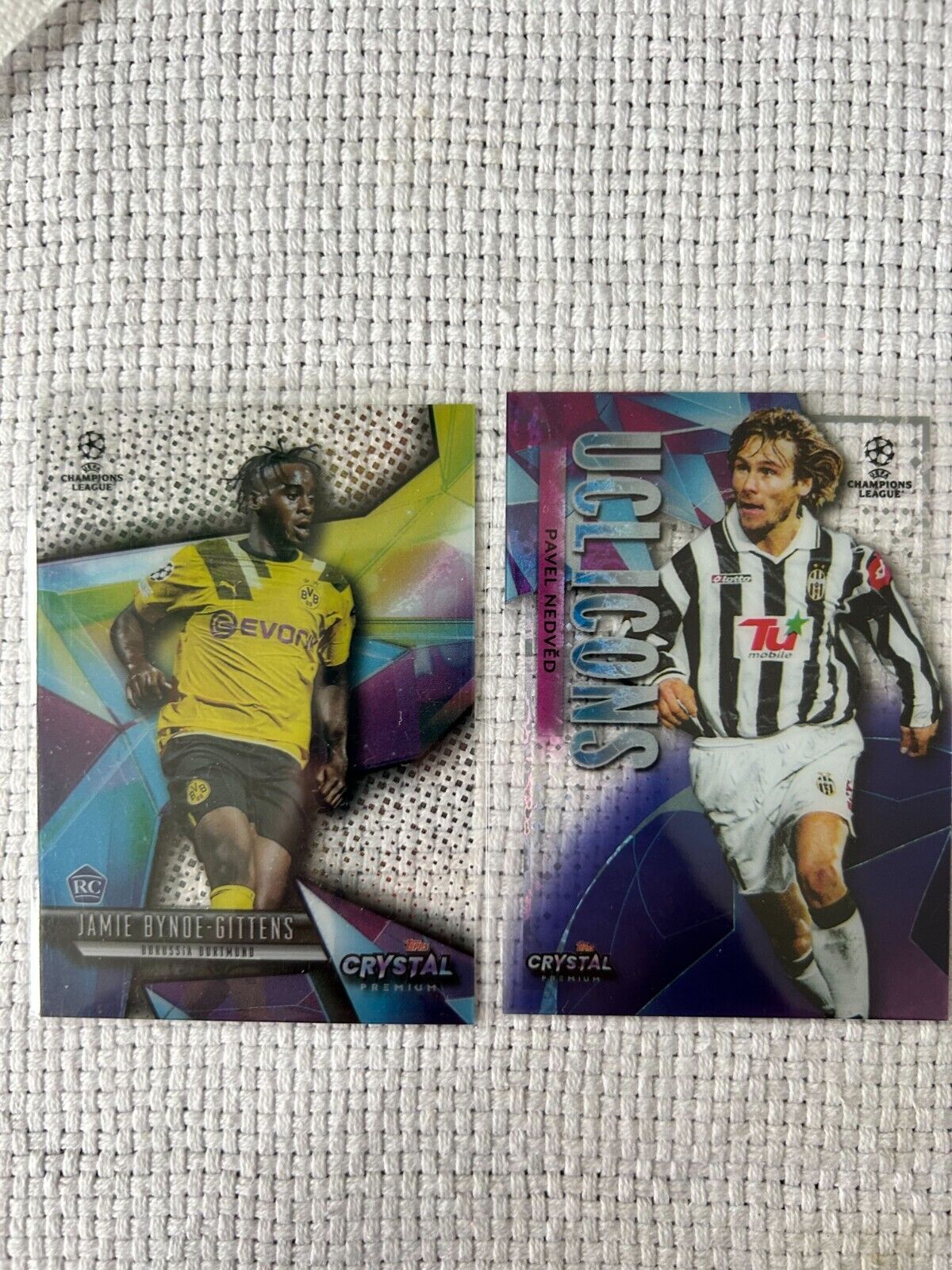 22/23 Topps Crystal UCLICONS Pavel Nedved Juventus UCL + Jamie Bynoe-Gittens RC