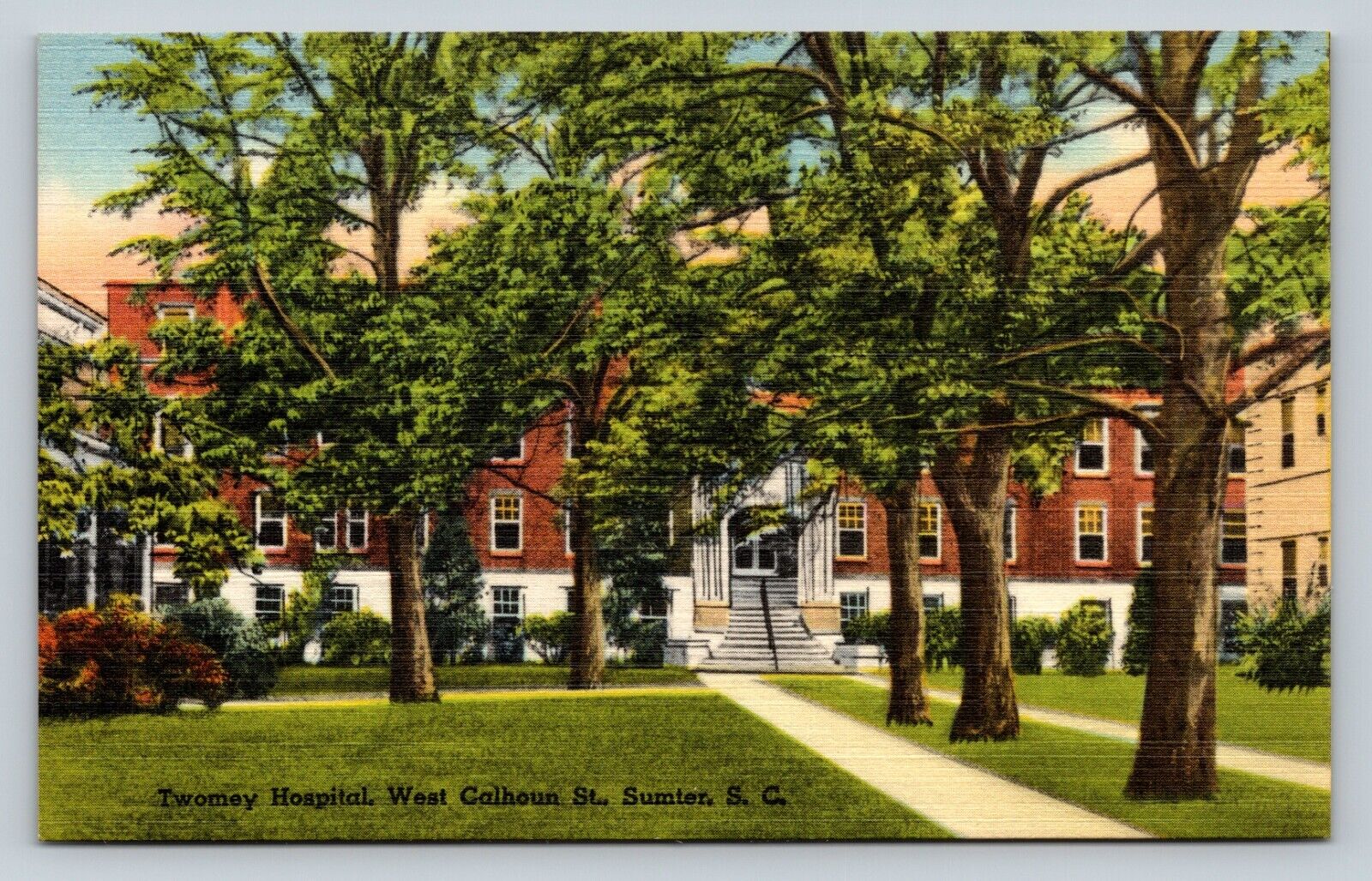 Sumter South Carolina SC Twomey Hospital West Calhoun St VINTAGE Postcard