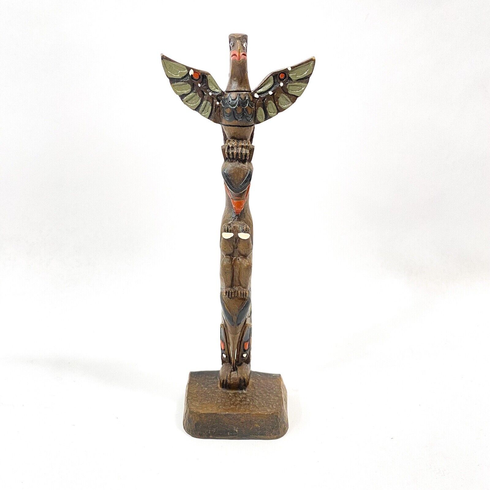 Boma 7 3/4” Hand Painted Animal Totem Pole Bird Resin Made In Canada