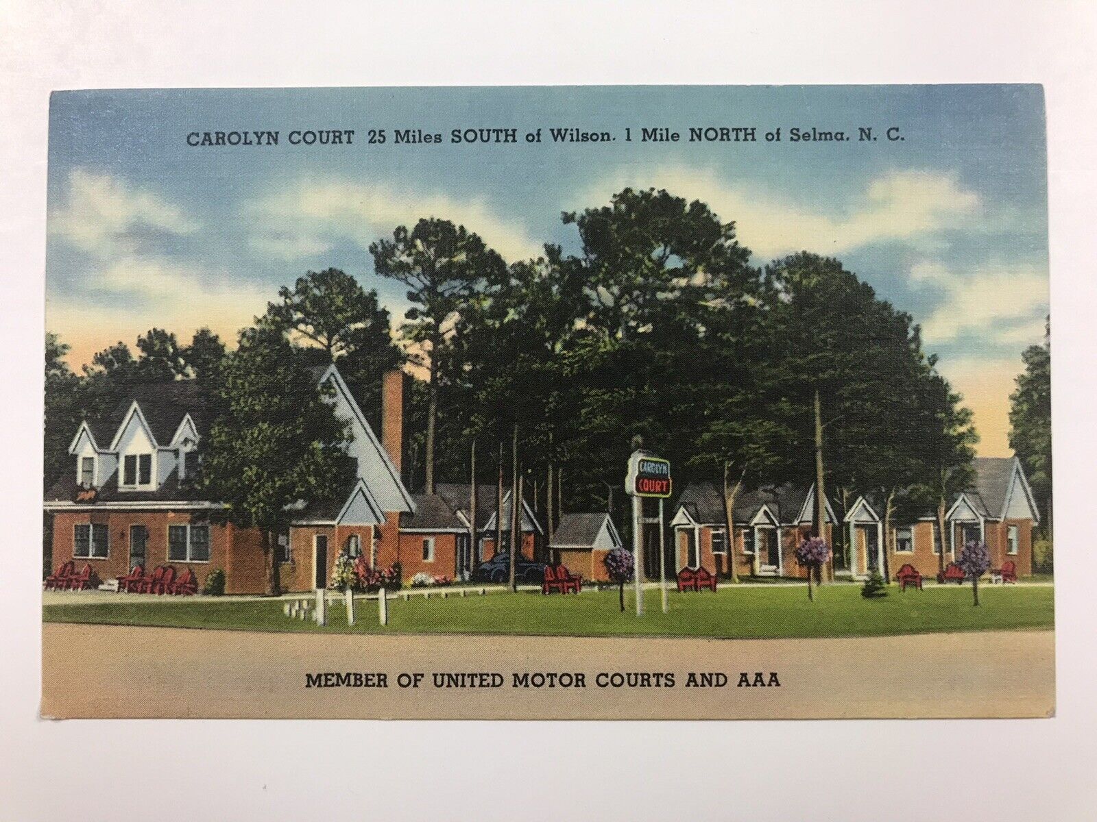 vintage 1941 Carolyn Court N C postcard