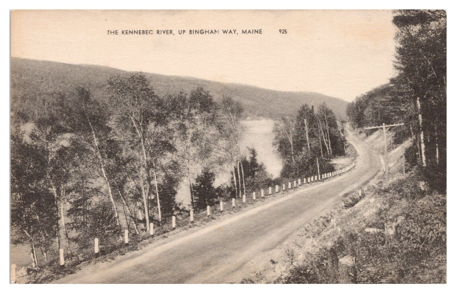 Vintage The Kennebec River Maine Postcard Un Bingham Way Unposted 925