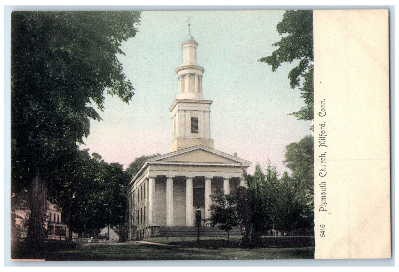 c1905's Plymouth Church Exterior Milford Connecticut CT Unposted Trees Postcard