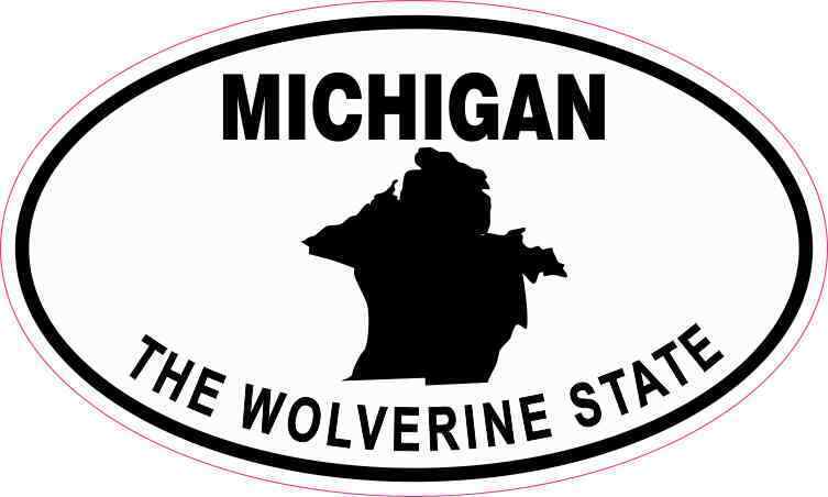 5 x 3 Oval Michigan the Wolverine State Sticker Car Truck Vehicle Bumper Decal
