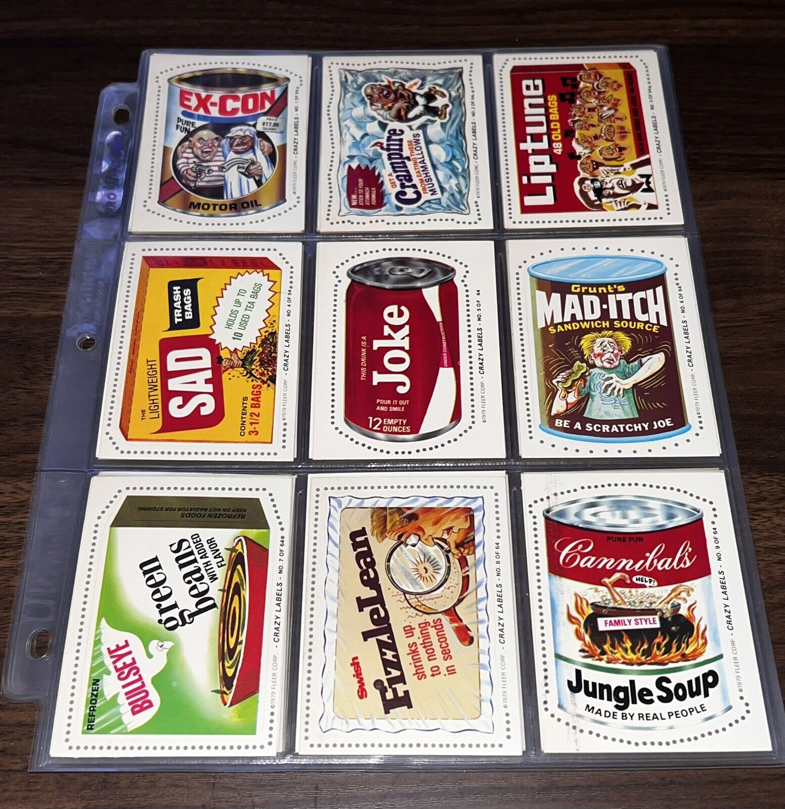 1979 Fleer Crazy Labels Stickers Wacky Packages Complete Sticker Set 64/64  NM