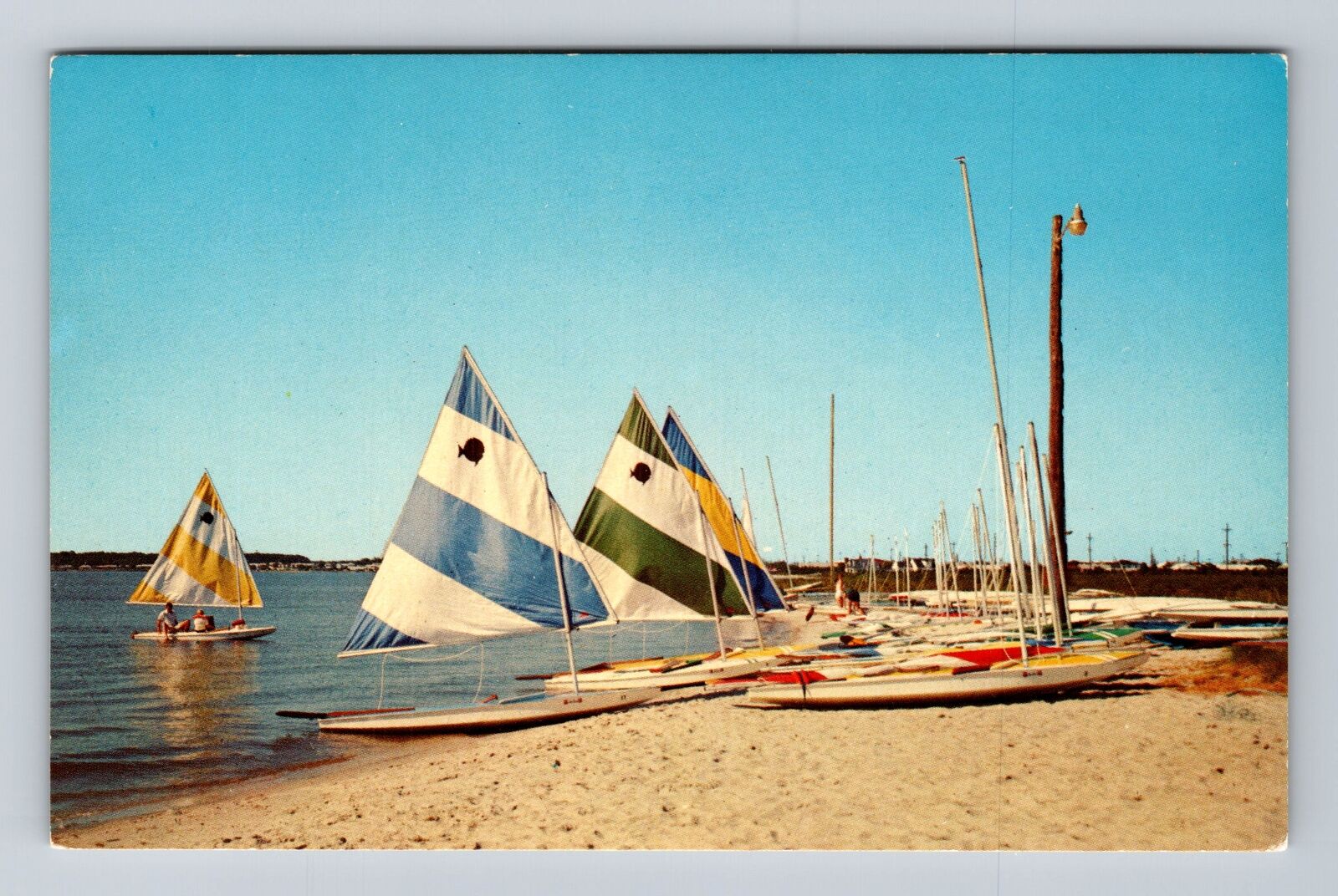 Rehoboth Bay DE-Delaware, Sailing on Rehoboth Beach, Antique Vintage Postcard