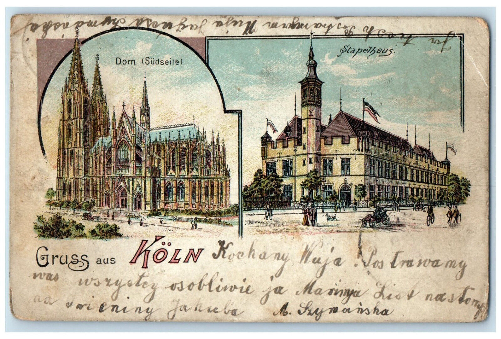1904 Cathedral Stapelhaus Greetings Cologne Germany Posted Multiview Postcard