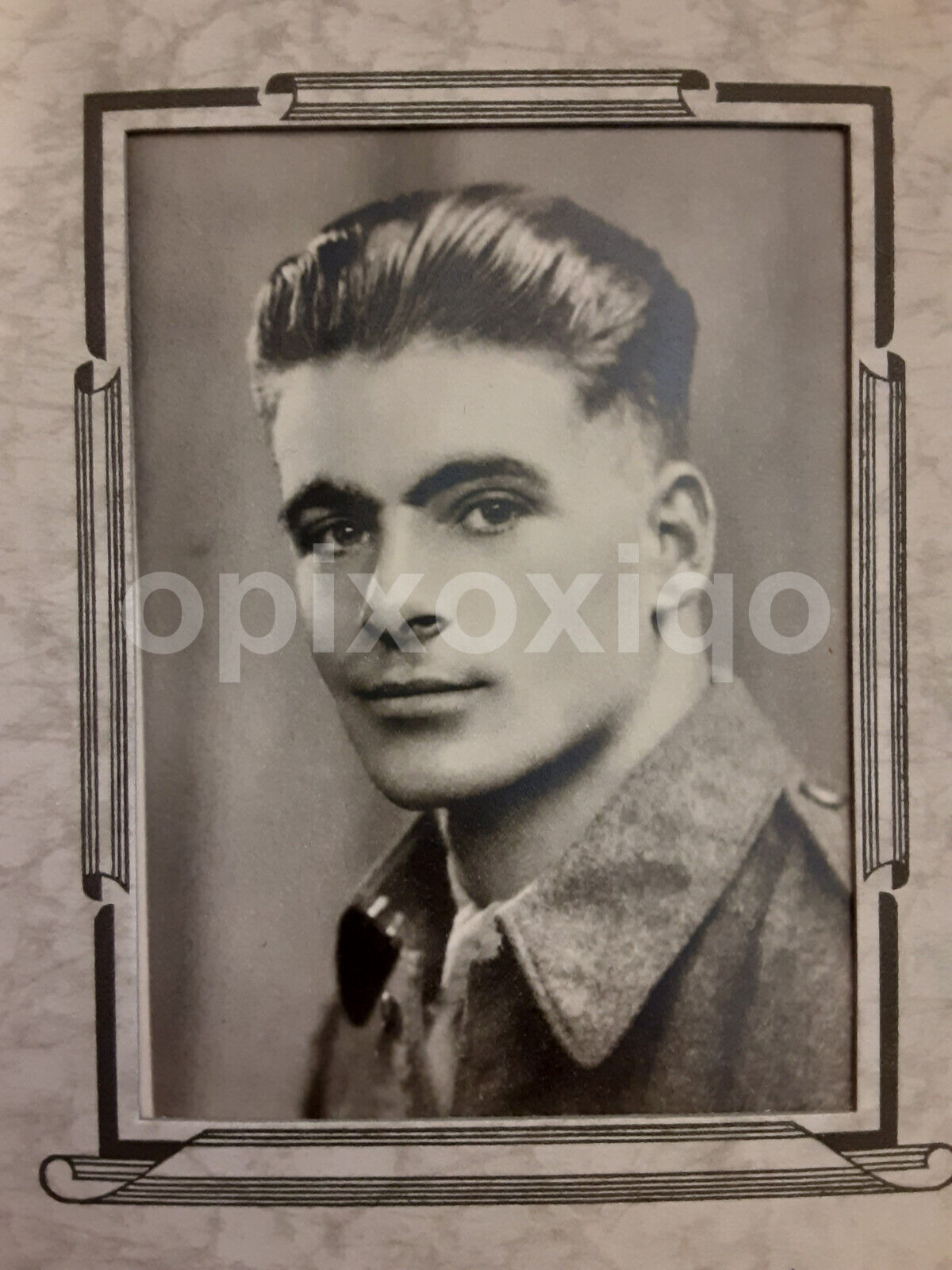 Handsome Man, GI Soldier?, Winnipeg Canada WWII-era 1940's Photo/Cardboard Frame