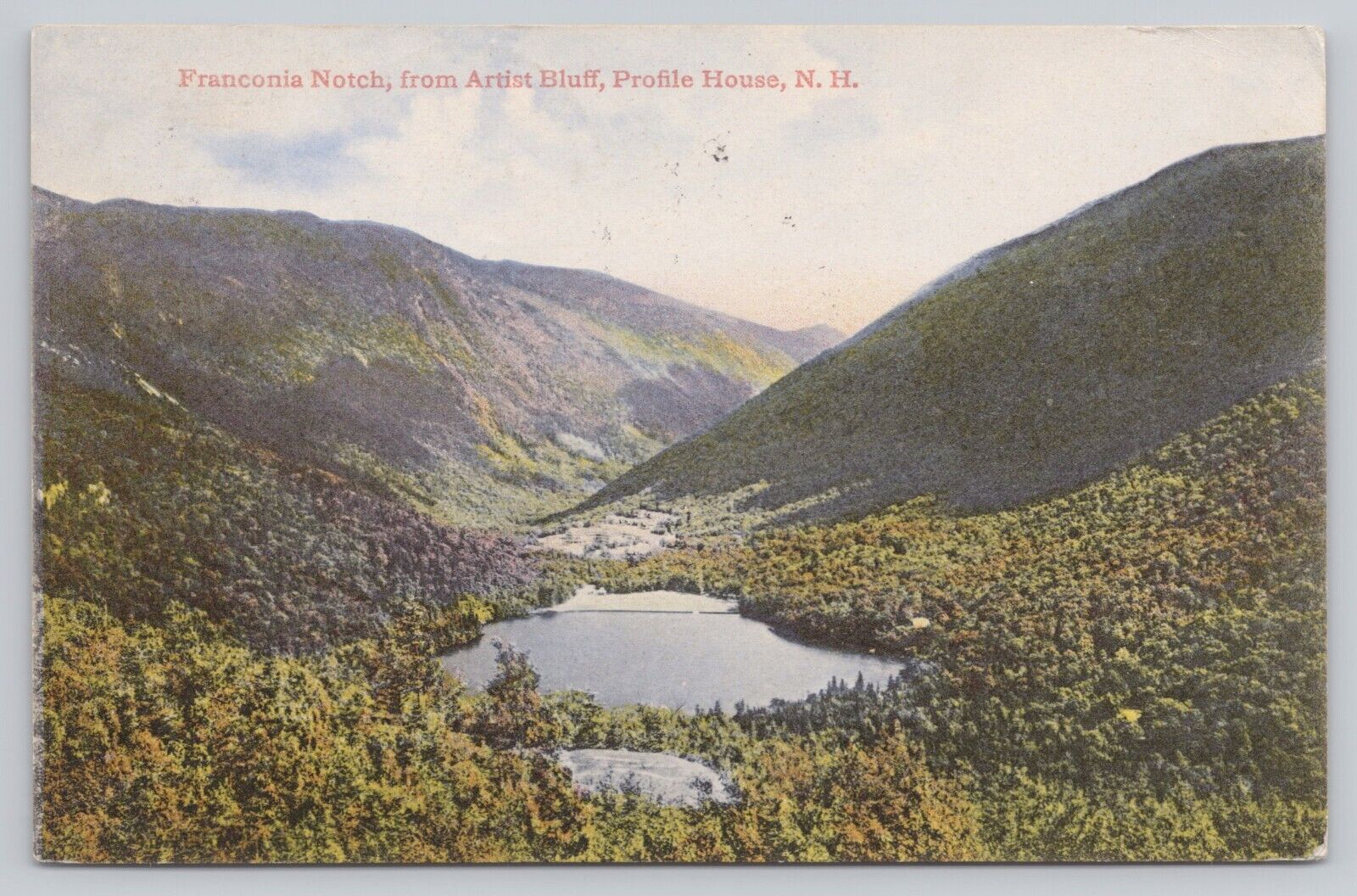 Franconia Notch New Hampshire, Profile House from Artist Bluff, Vintage Postcard