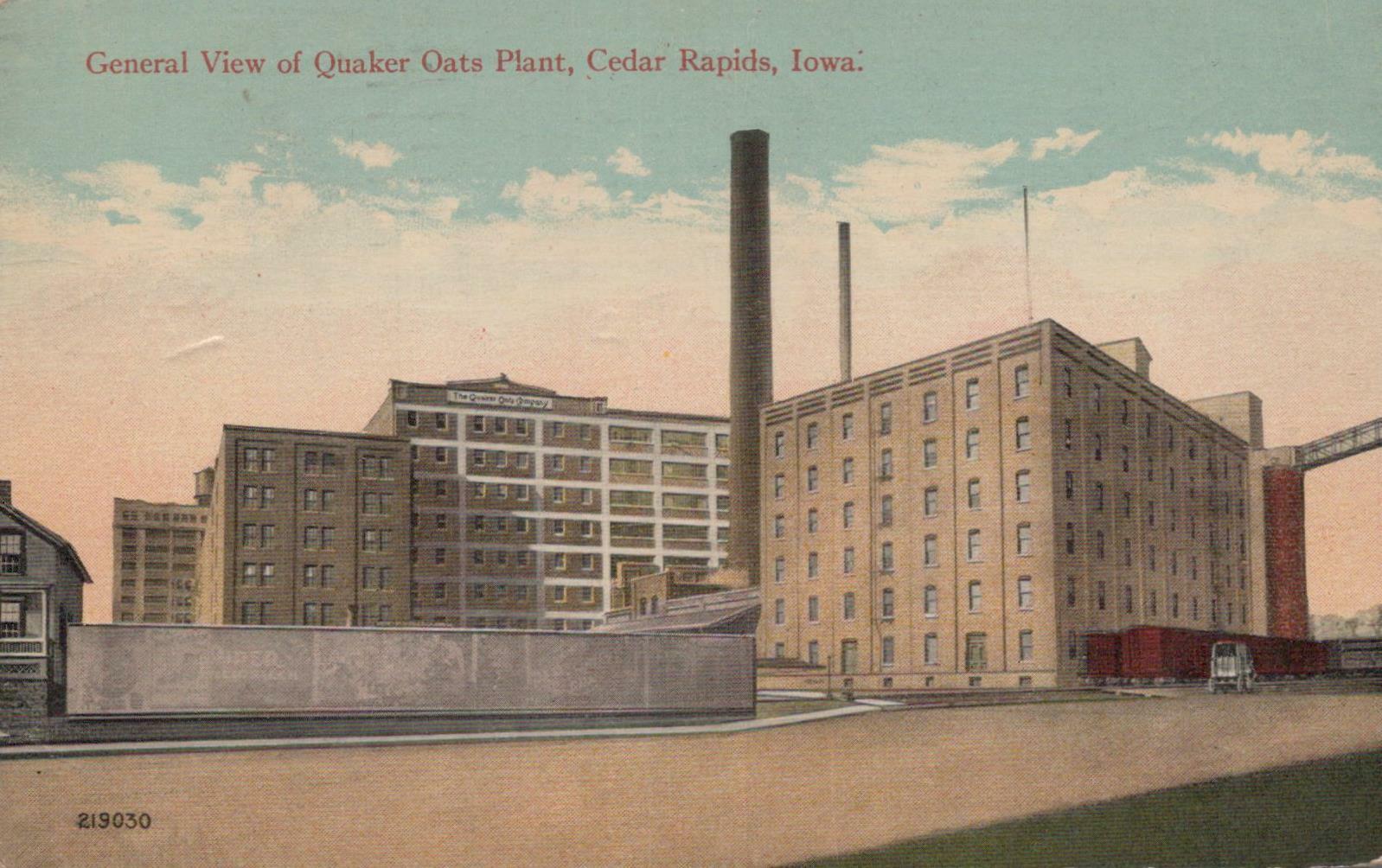 Postcard General View of Quaker Oats Plant Cedar Rapids Iowa IA 1916