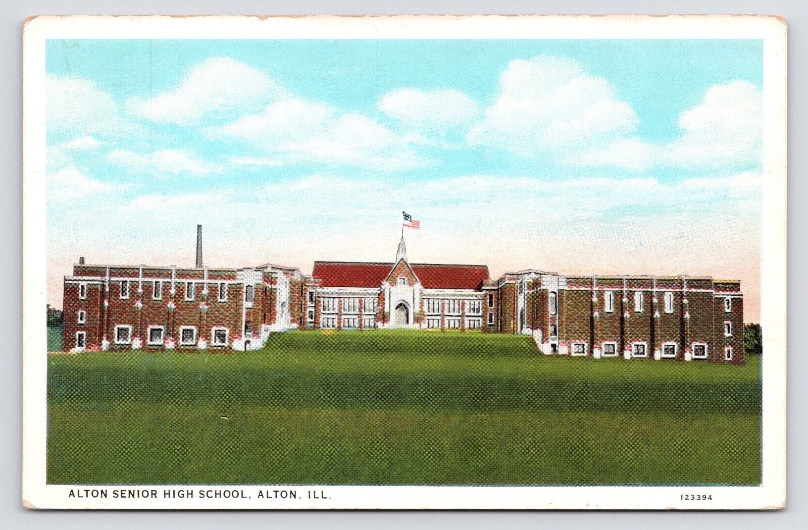 c1920s~Alton Illinois IL~Senior High School~College Avenue~Vintage Vtg Postcard