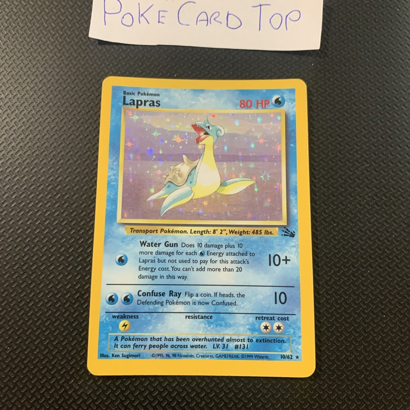 Pokemon Card Lapras 10/62-Fossil-Eng-Holo-Good