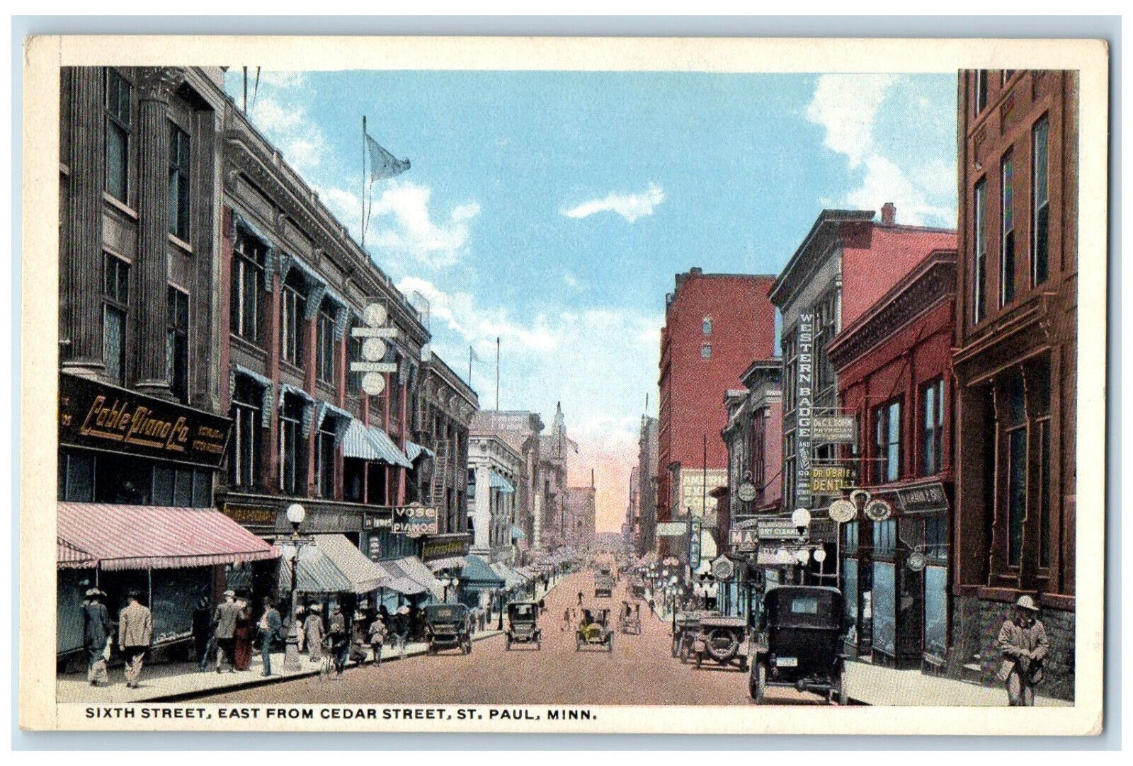 Sixth Street East From Cedar Street St. Paul Minnesota MN Antique Postcard