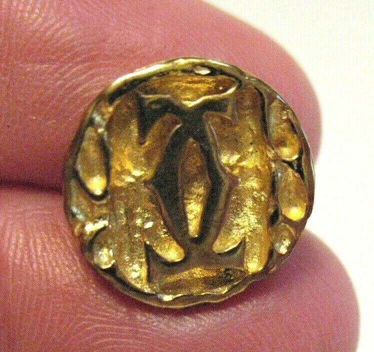 CARTIER GOLD ON STERLING SILVER BUTTON 12.25 MM  3.2 GRAMS