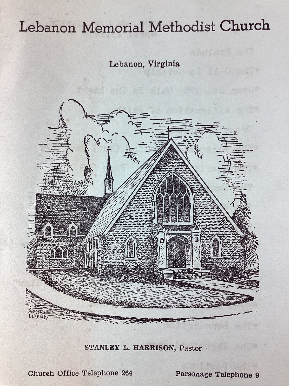 Lebanon Virginia Church Program 1958 Original Bulletin Methodist Harrison