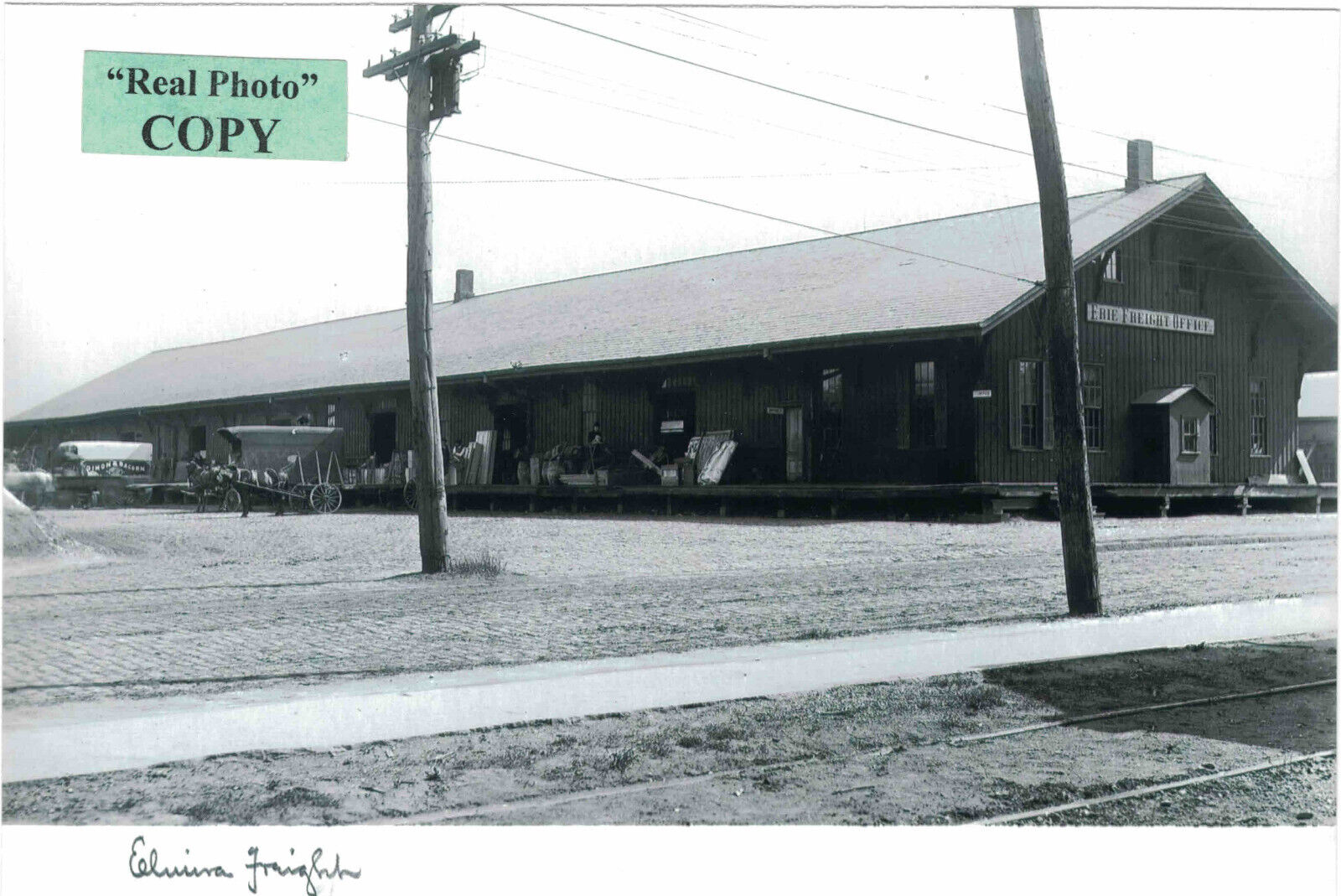 Erie Railroad Freight Station (train depot) at Elmira, Chemung Co., NY