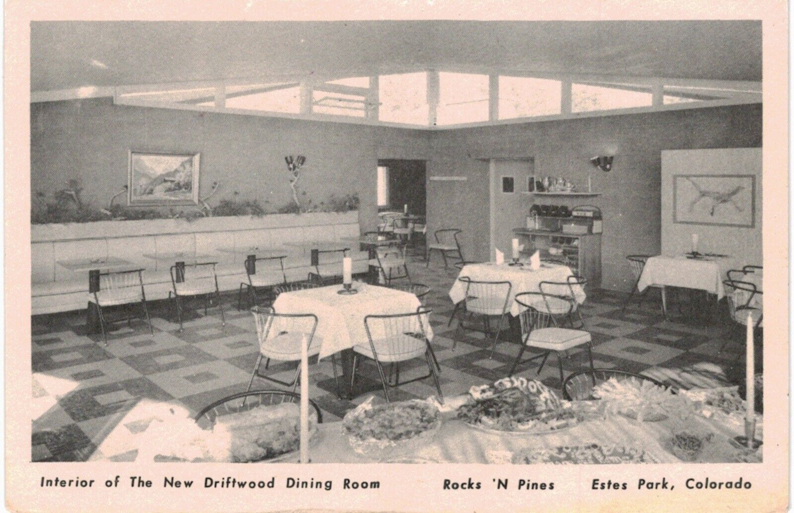 Estes Park Rocks N Pines Motel Interior New Driftwood Dining Room 1950 CO 