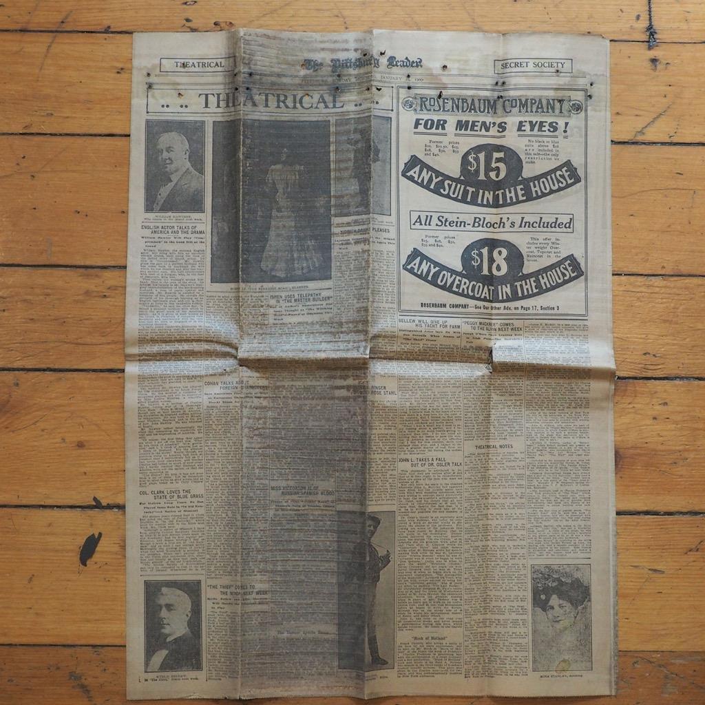 Antique Pittsburg Leader January 24 1909 Newspaper Theater Section Pittsburgh
