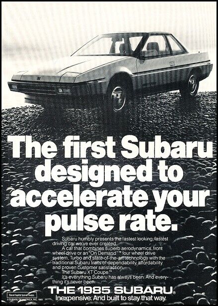 1985 Subaru XT - Pulse Rate - Original Advertisement Print Art Ad K131