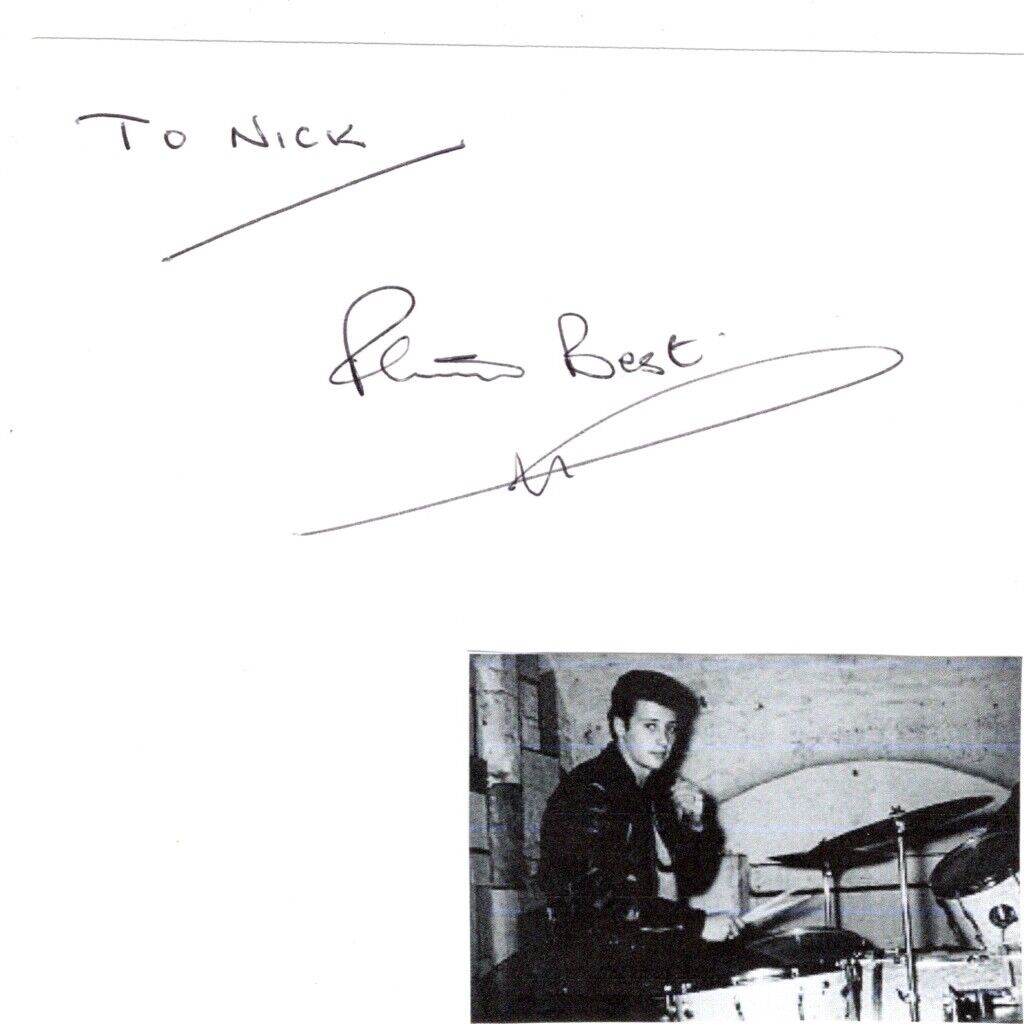 Pete Best signed card  Beatles original drummer