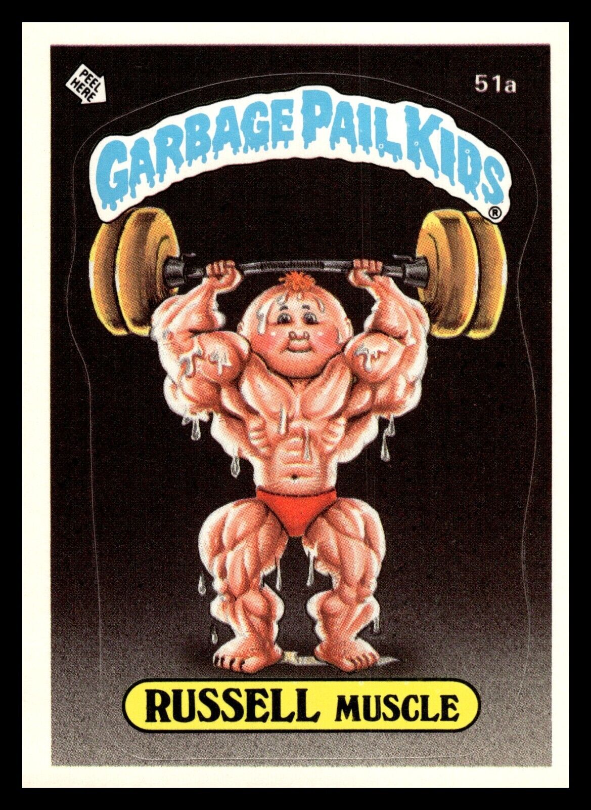 1985 Topps Garbage Pail Kids 2nd Series 2 Glossy Back Card #51a Russell Muscle