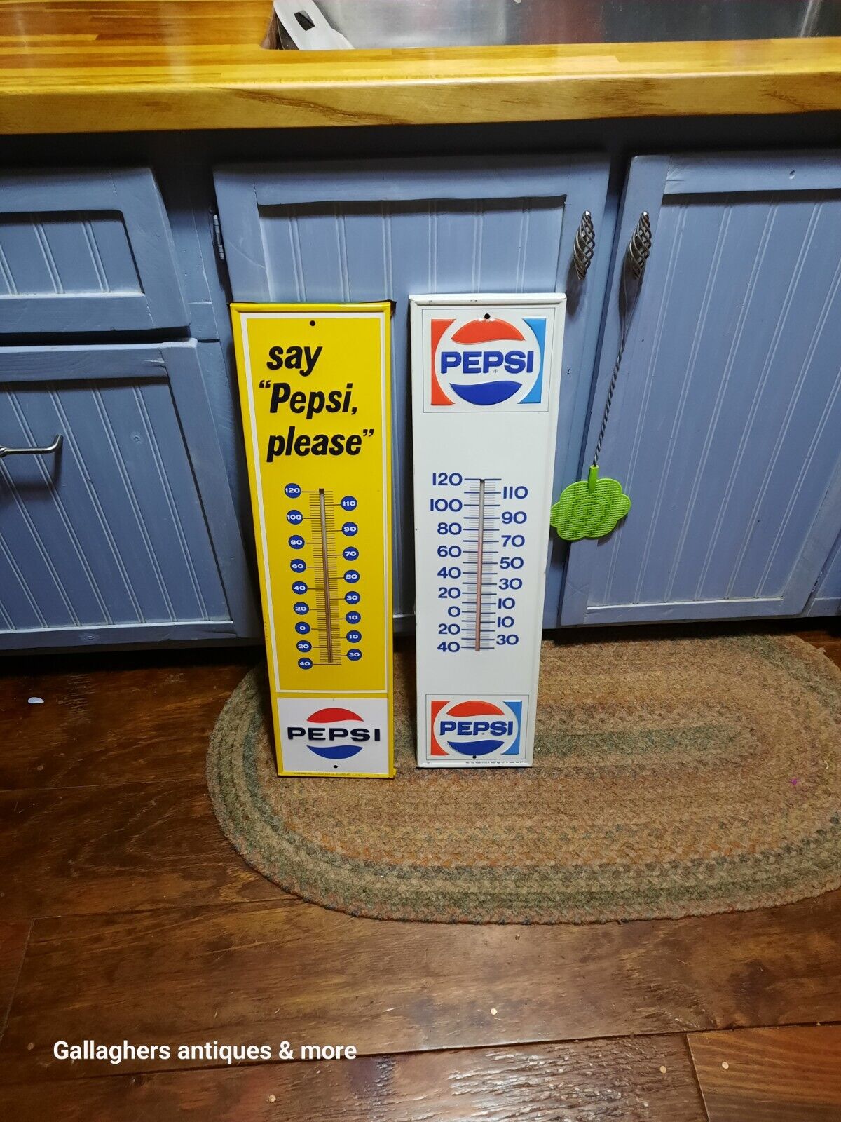Lot of vintage Pepsi thermometers Embossed Clean Pair Collection Cola soda Sign