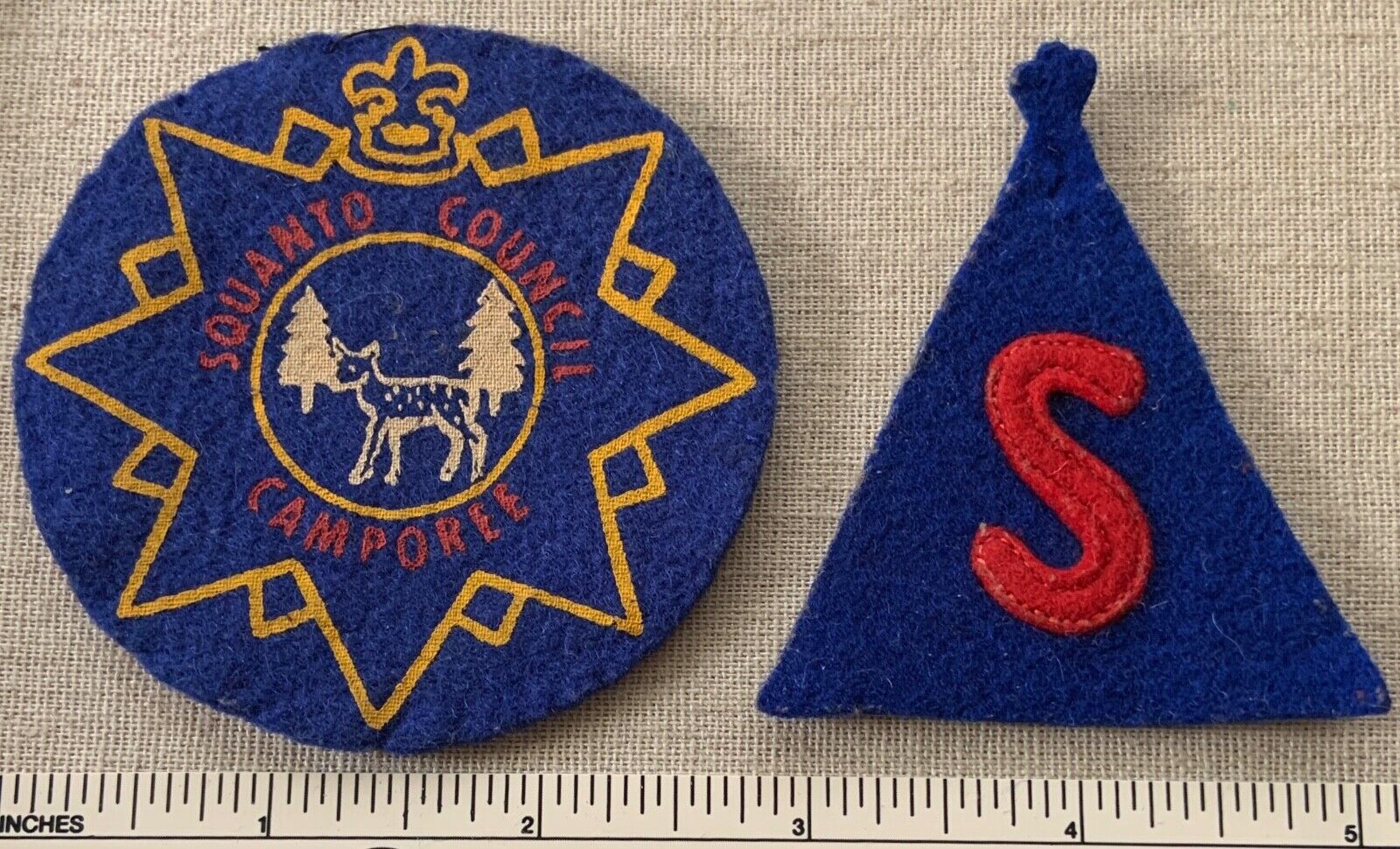 1930s CAMP SQUANTO Boy Scout TeePee & Camporee FELT PATCH Council Massachusetts
