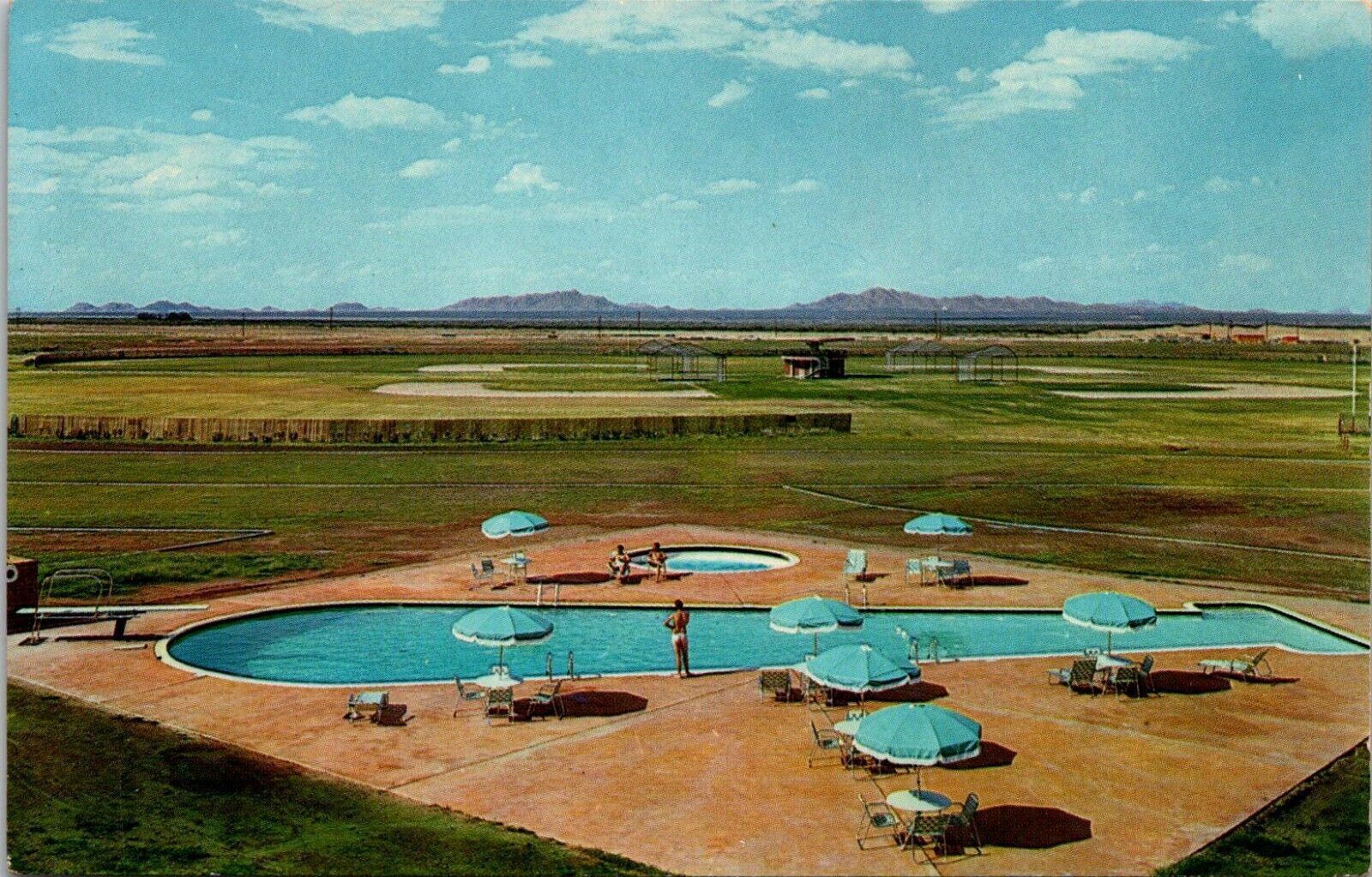 Eureka California CA Francisco Grande Hotel Motor Inn Giants Pool Postcard