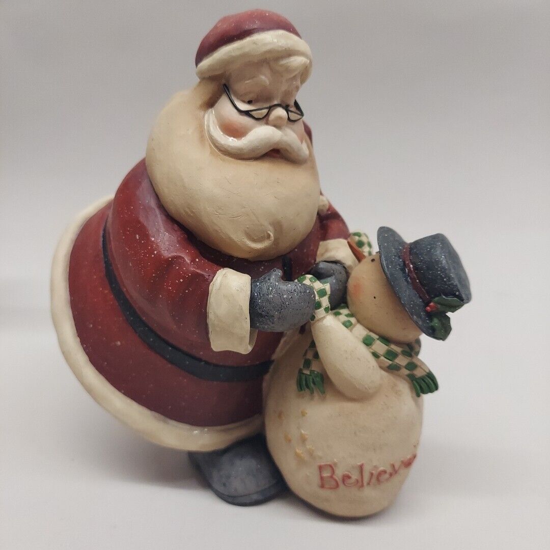 Dan DiPaolo Santa With Snowman Figurine 2003 'Believe'. 7” Tall