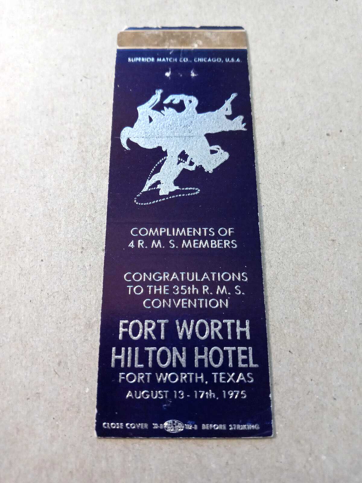 Vintage Matchbook: 1975 RMS, Hilton Hotel, Fort Worth, TX