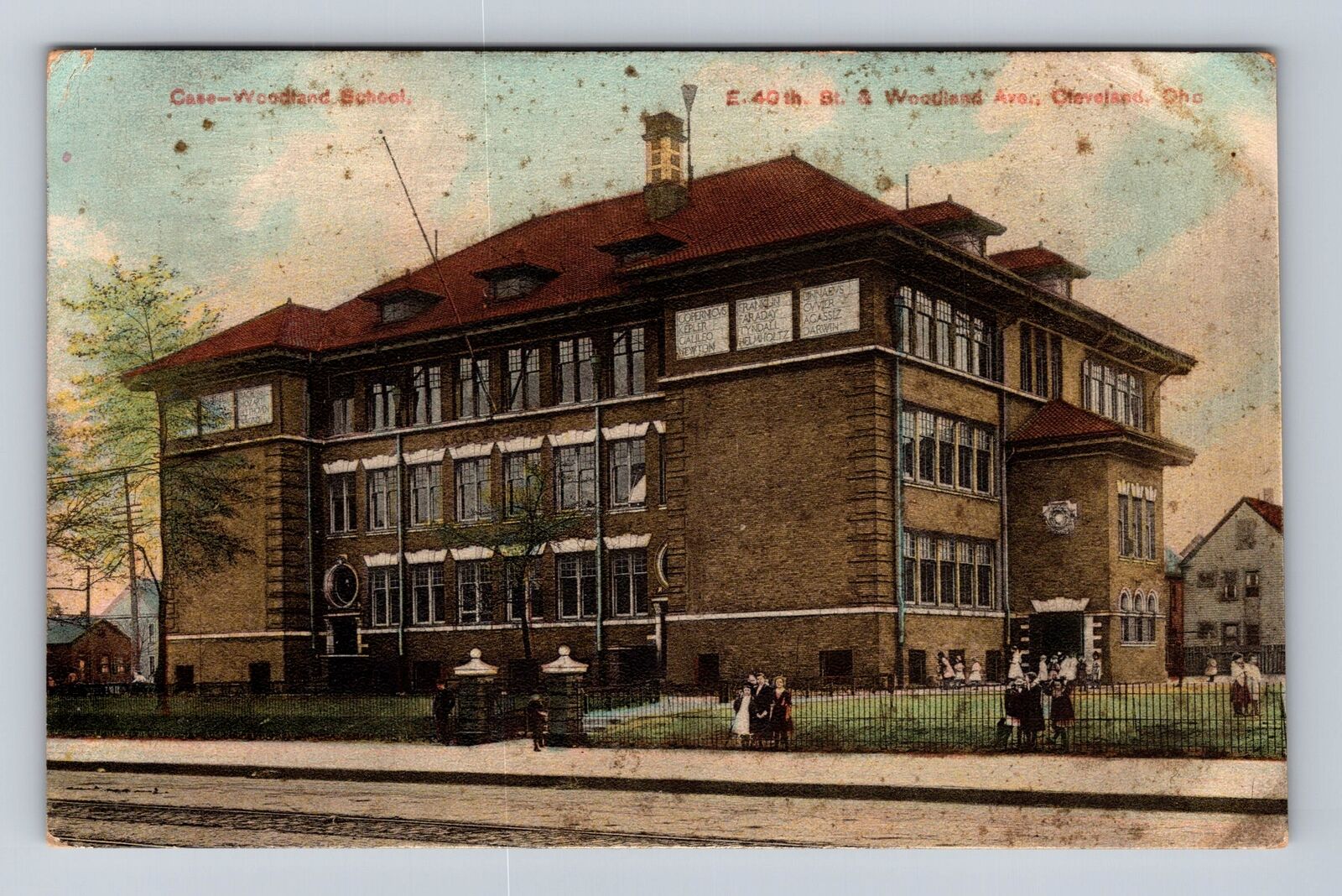 Cleveland OH-Ohio, Case Woodland School, Antique, Vintage c1910 Postcard