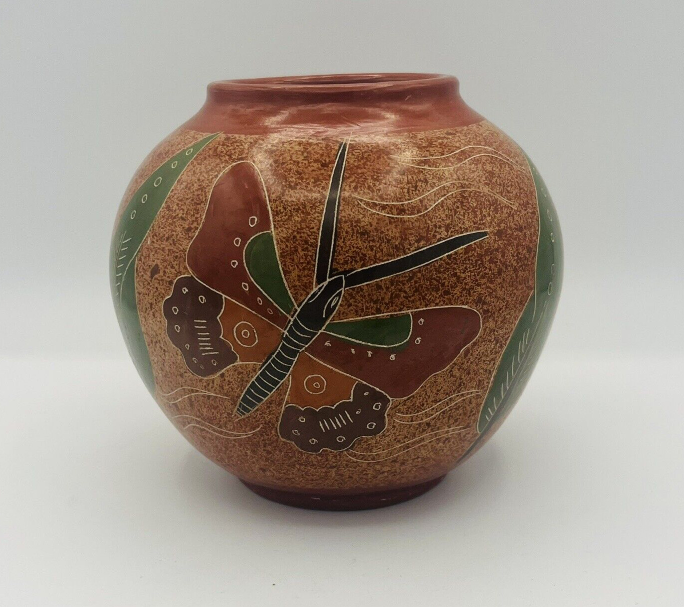 Handpainted Ceramic Butterfly Vintage Vase