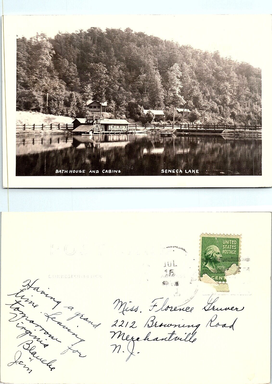 Bath House & Cabins, Seneca Lake, West Virginia Vintage RPPC