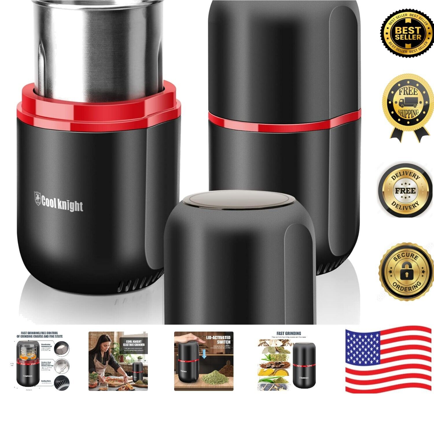 Premium Electric Herb Grinder with Large Capacity and Fast Grinding - 7.5\