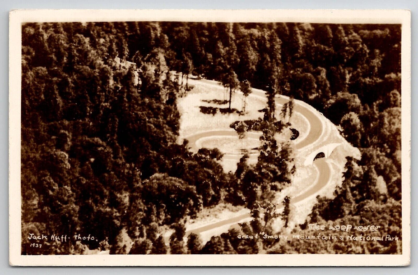 Smokey Mtns North Carolina RPPC The Loop Over Jack Huff Photo 1937 Postcard L28