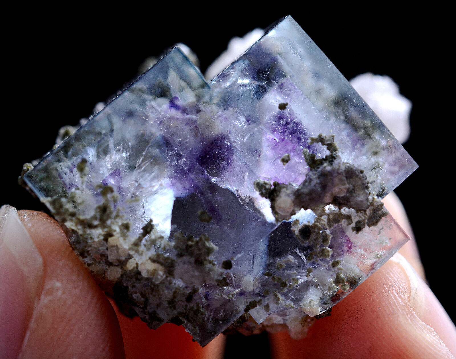 17g Natural Phantom Window Purple Fluorite Calcite Mineral Specimen/Yaogangxian