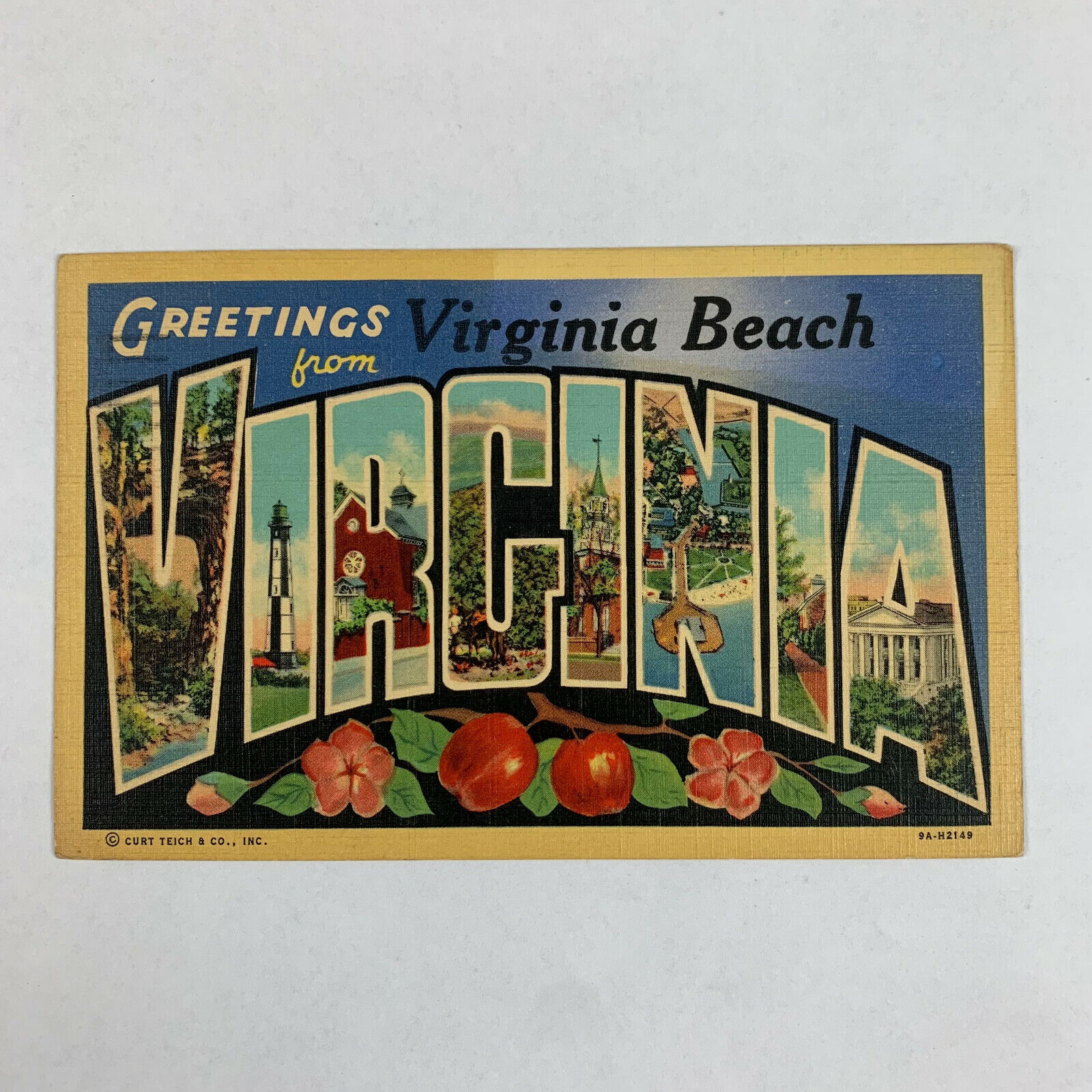 Postcard Virginia Beach VA Classic Large Letters 1941 Posted Norfolk