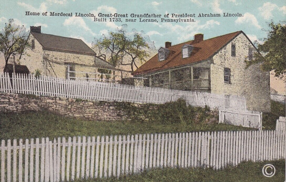c1920 Home of Mordecai Lincoln, Lincoln\'s Great-Great-Grandfather, Lorane, PA